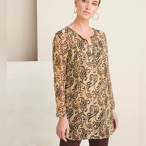 Chicos Embellished Paisley and Leopard chiffon Tunic and cami-NWT